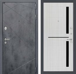 Дверь входная Лабиринт LOFT 02 Сандал белый , стекло черное