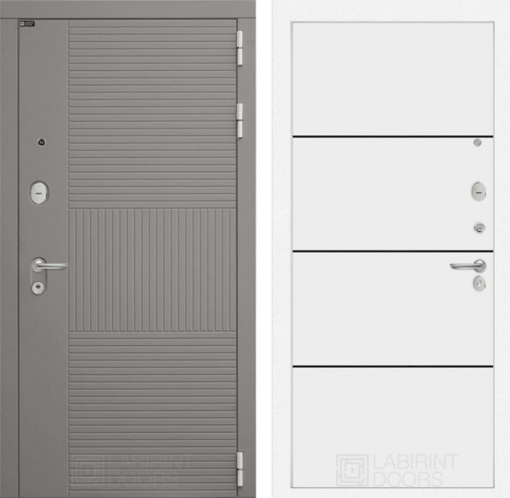 Дверь входная Лабиринт FORMA 25 Белый софт (черная вставка)