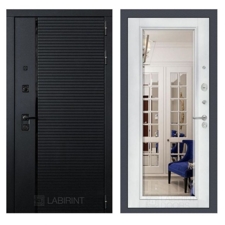 Дверь входная Лабиринт Пиано Зеркало с фацетом, металлическая