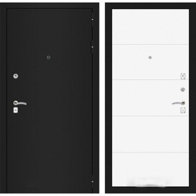 Дверь Входная Лабиринт CLASSIC шагрень черная 13 Белый софт, металлическая