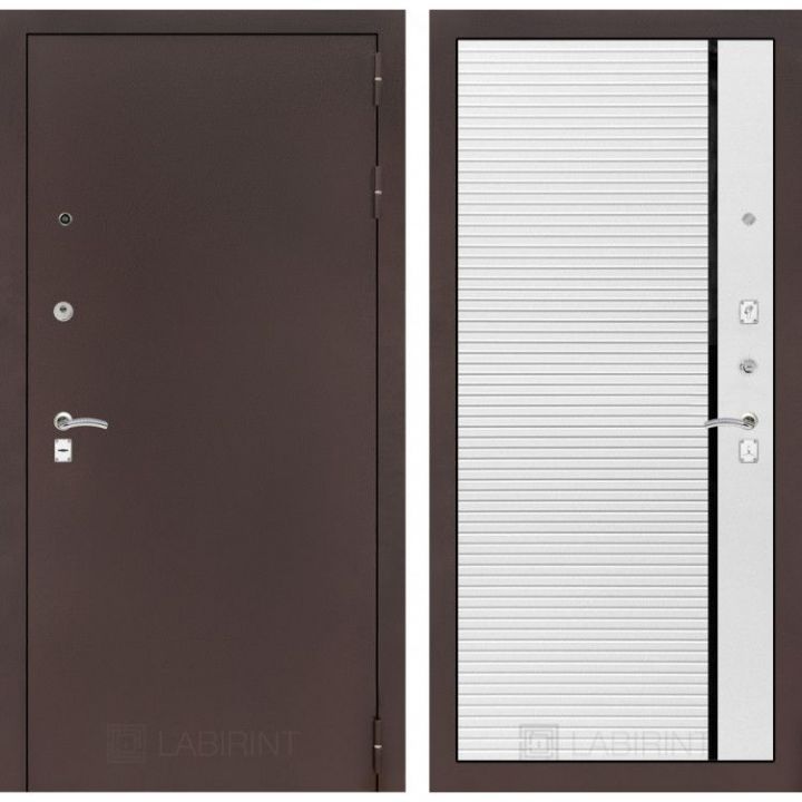 Дверь Входная Лабиринт CLASSIC антик медный 22 Белый софт металлическая