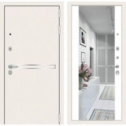 Дверь Входная Лабиринт Лайн WHITE с широким зеркалом Белый soft металлическая