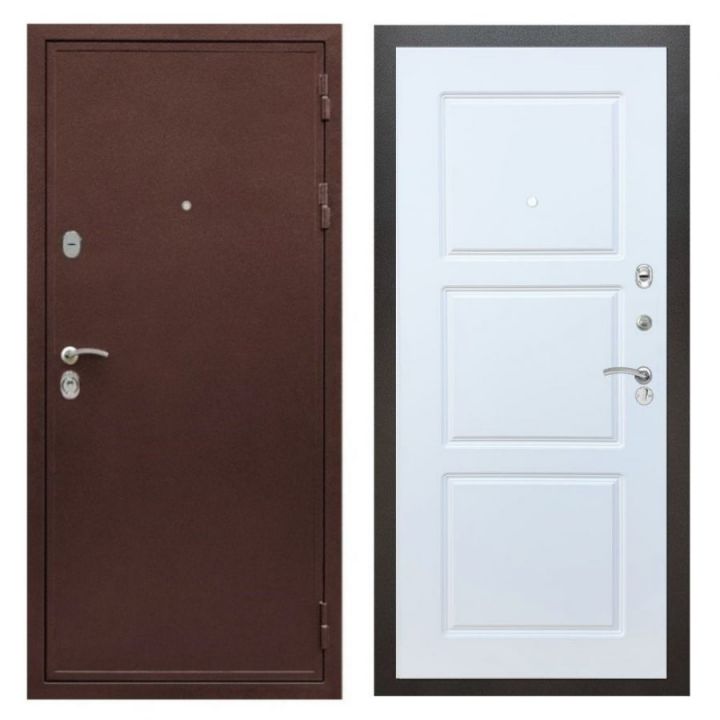 Дверь входная металлическая Лекс Х5 Антик Медь ФЛ-3 Белый Софт