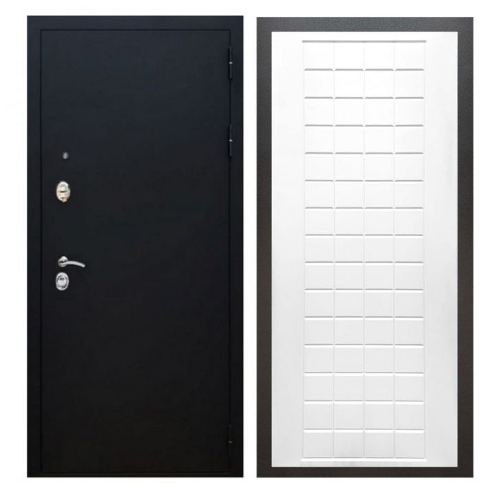 Дверь входная металлическая Армада X5 Черный муар ФЛ-256 Белый Софт