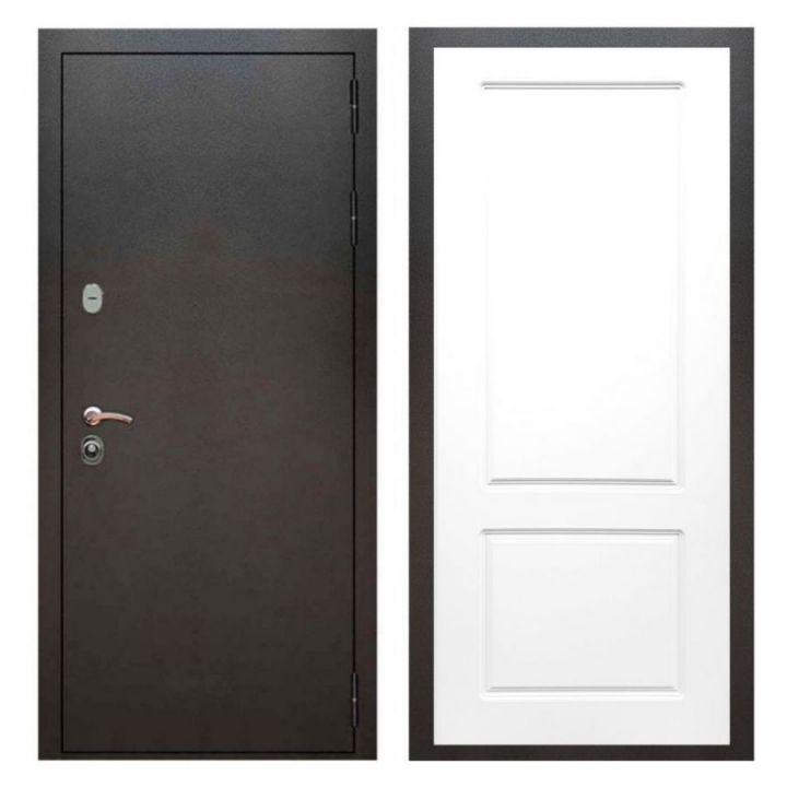 Дверь входная металлическая Лекс Х5 Серебро Антик  ФЛ-117 Белый Софт