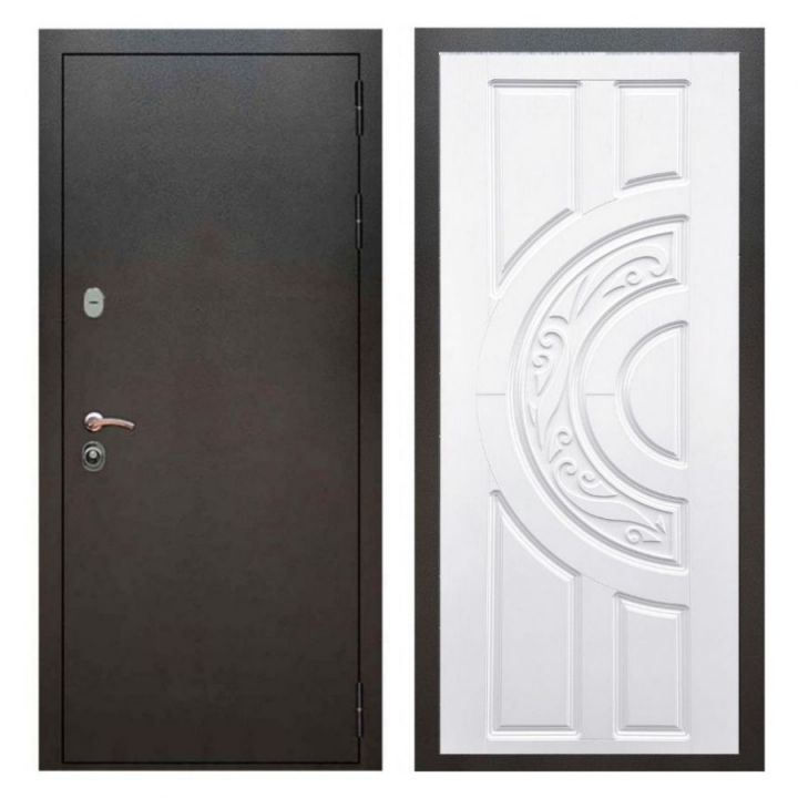 Дверь входная металлическая Лекс Х5 Серебро Антик ФЛ-232 Белый Софт