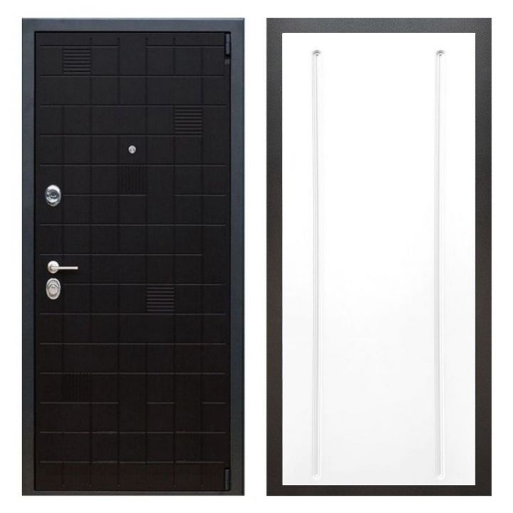 Дверь входная металлическая Армада Х12 Тетрис Ясень Черный ФЛ-68 Белый Софт