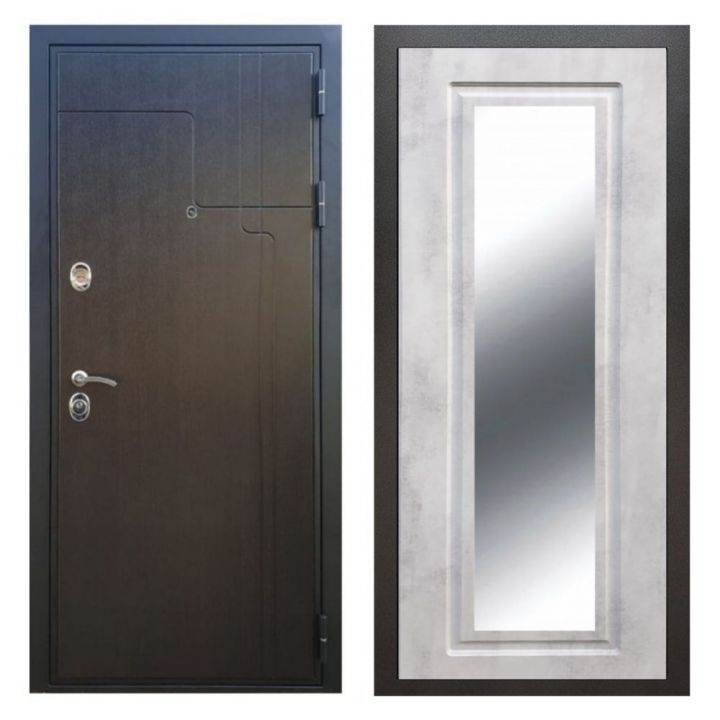 Дверь входная Армада Х246 Венге Зеркало Мини ФЛЗ-120 Бетон Светлый