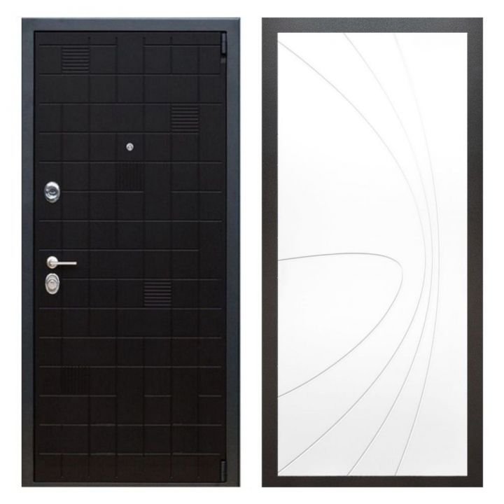 Дверь входная металлическая Армада Х12 Тетрис Ясень Черный ФЛ-248 Белый Софт
