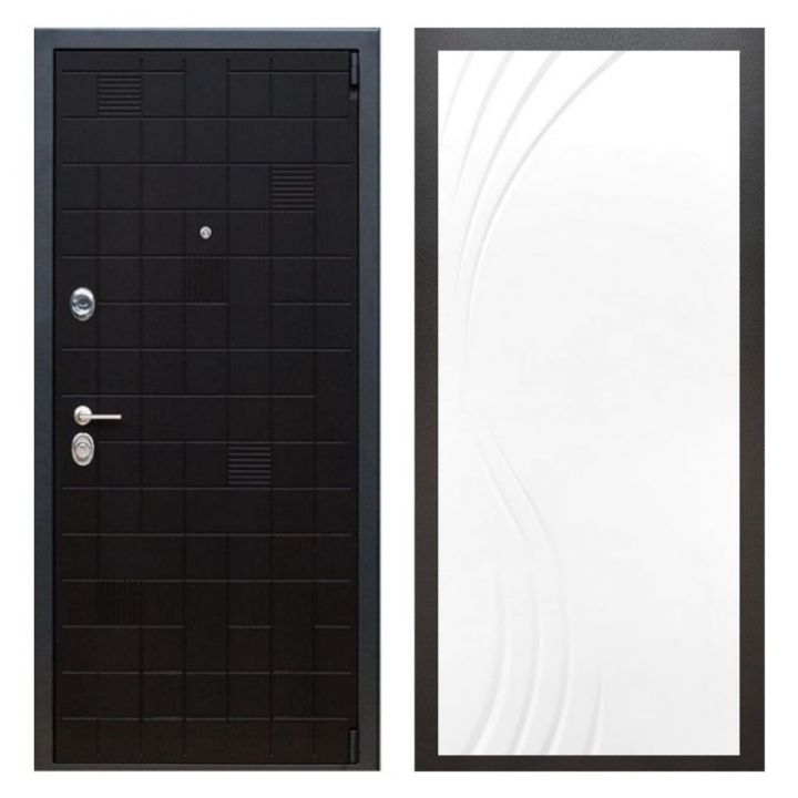Дверь входная металлическая Армада Х12 Тетрис Ясень Черный ФЛ-255 Белый Софт