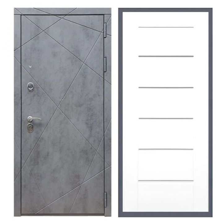 Дверь входная металлическая Армада Х13 Бетон Темный Сити Белый Ясень