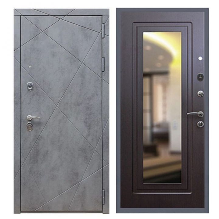 Дверь входная металлическая Армада Х13 Бетон Темный Зеркало Мини ФЛЗ-120 Венге