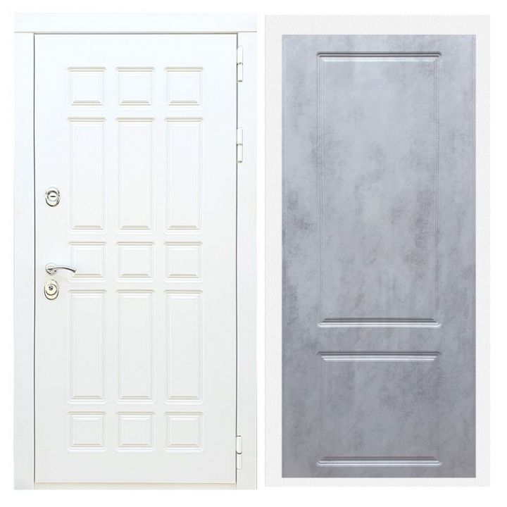 Дверь входная металлическая Лекс Х8 Белая Шагрень ФЛ-117 Бетон Темный