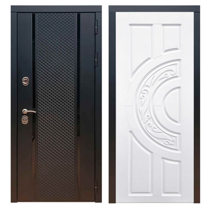 Дверь входная металлическая Армада Х25 Черный кварц ФЛ-232 Белый Софт