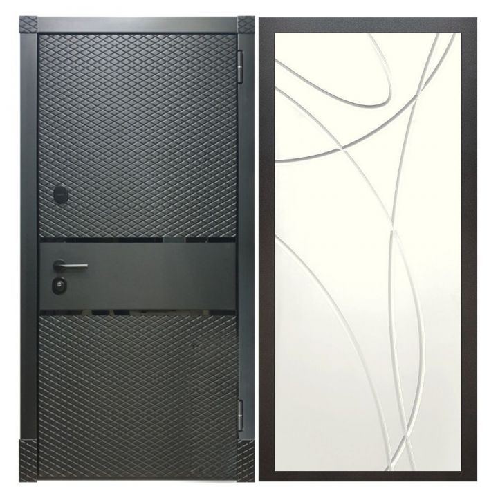 Дверь входная металлическая Армада Х15 Черный Кварц ФЛ-247 Белый Ясень
