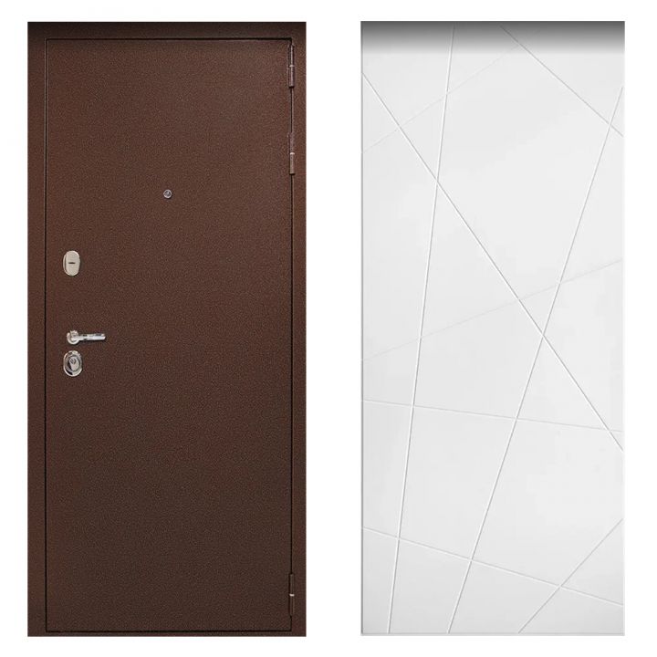 Входная металлическая Дверь Дверной континент Рубикон Антик Медь 655 Лофт белый