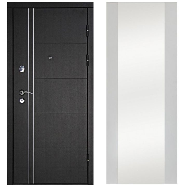 Входная Дверь Дверной континент ДК-Теплолюкс Дизайн Софт белый снег зеркало макси