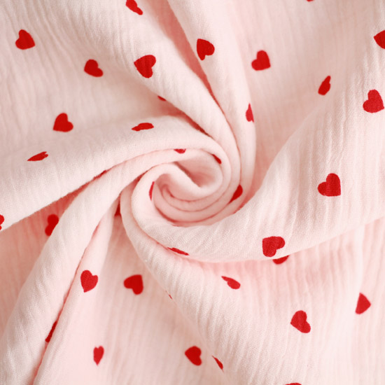Хлопок - Муслин сердечки на розовом 50x45 см.
