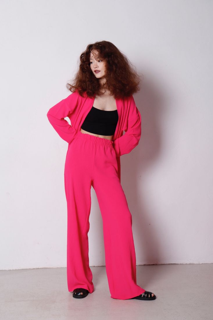 9183 Костюм из кимоно и брюк-палаццо ярко-розовый