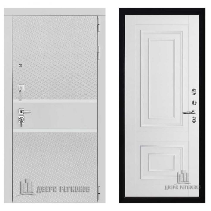 Дверь входная Двери Регионов Президент Тренд 2 Белый Матовый Флоренция 62002 Серена Белый металлическая