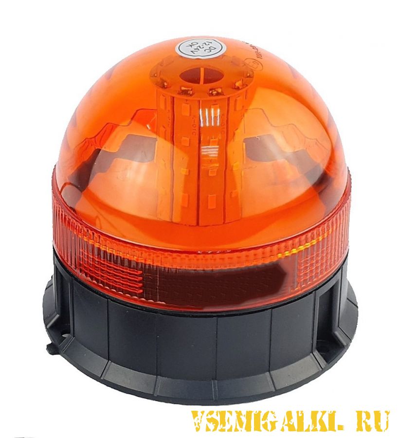 Проблесковый маяк оранжевый на магните SMD 12.5 см 12-24 вольт ip67