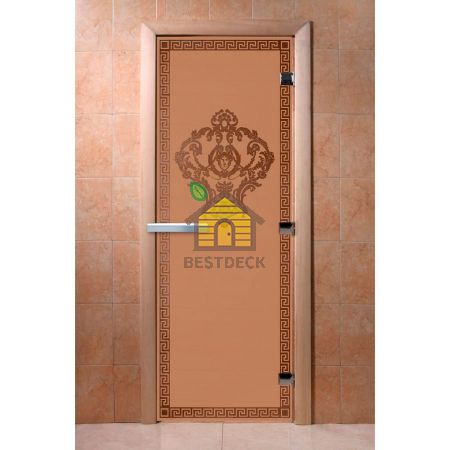 Дверь стеклянная для сауны бани DW "Версаче бронза матовая"