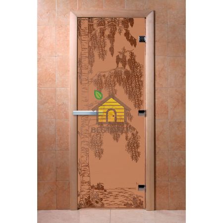 Дверь стеклянная для сауны бани DW "Береза бронза матовая"