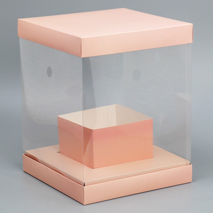 Коробка для цветов с вазой и  окнами  «Персик», 23 х 30 х 23 см