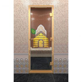 Дверь стеклянная DW хамам В Золотом Профиле