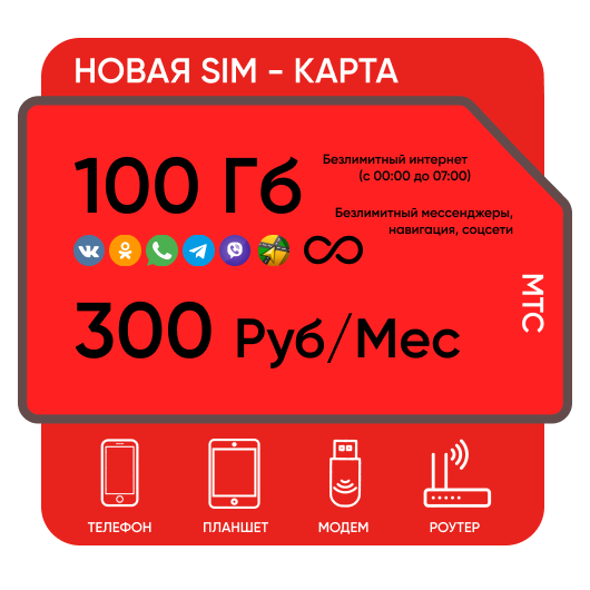 SIM-карта Мтс для Модема 300