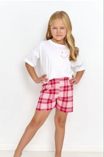 Пижама детская для девочек TARO Sophie 2910-2911-02, футболка и шорты, белый