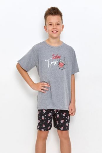 Пижама детская для мальчиков TARO Relax 2899-01, футболка и шорты, серый
