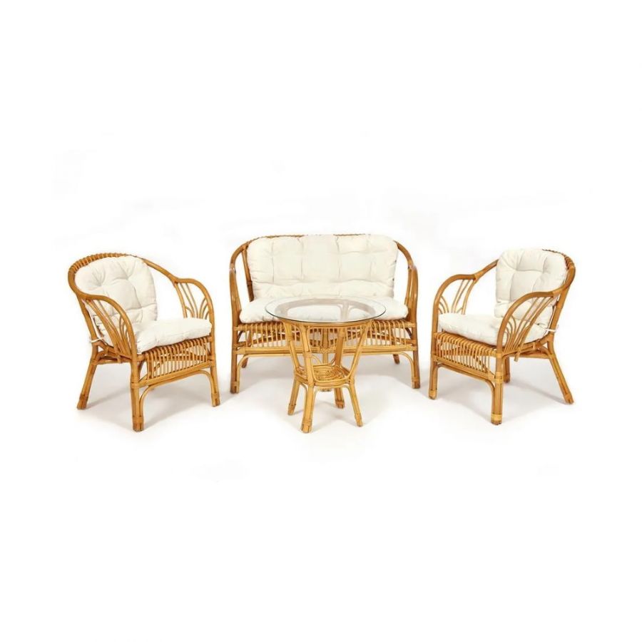 Комплект " NEW BOGOTA " ( диван + 2 кресла + стол со стеклом ) /с подушками/