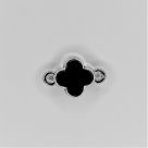 фото Бусина-коннектор Крест серебро с эмалью 18х11х3мм черный / серебро