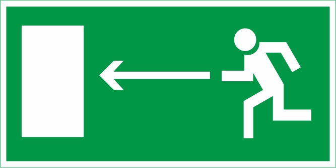 E04 "Направление к эвакуационному выходу налево"