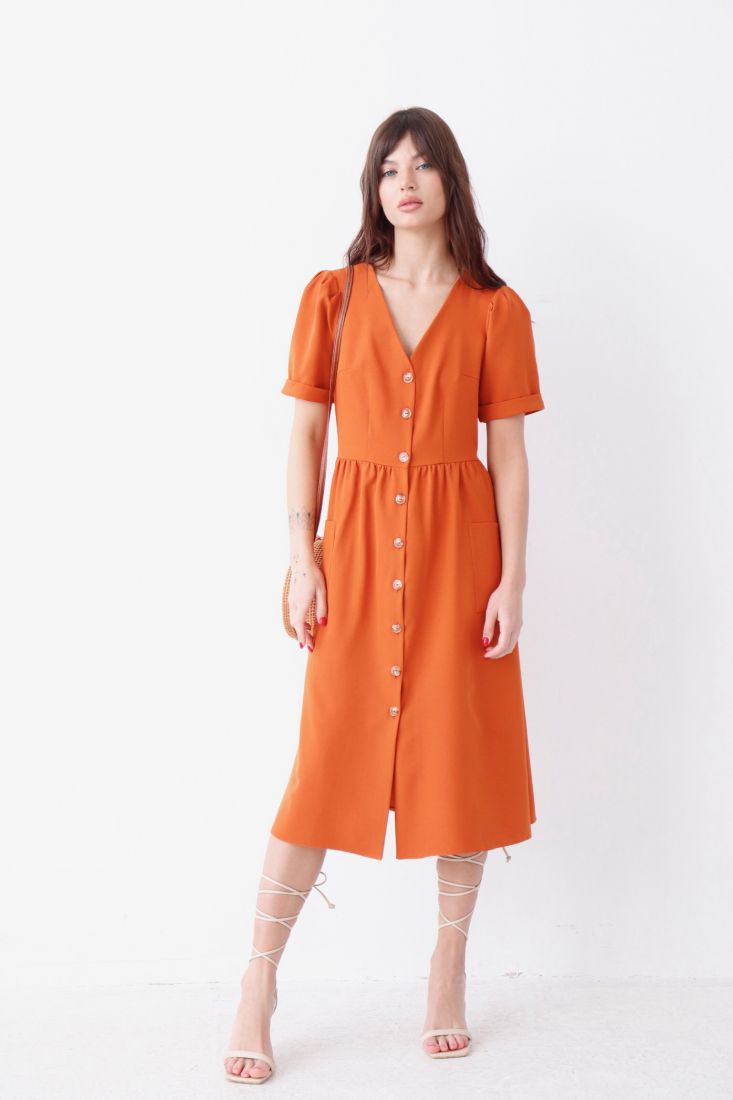 23012 Платье-ретро оранжевое
