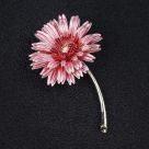 фото Брошь Хризантема металл с эмалью Розовый(ROS16)