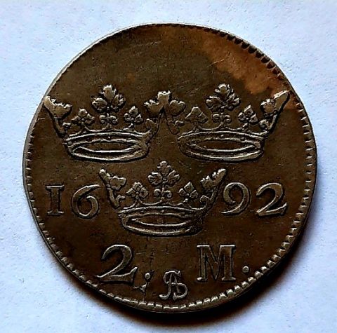 2 марки 1692 Швеция UNC Редкий год
