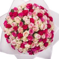 Розы красные и розовые 101 шт 80 см
