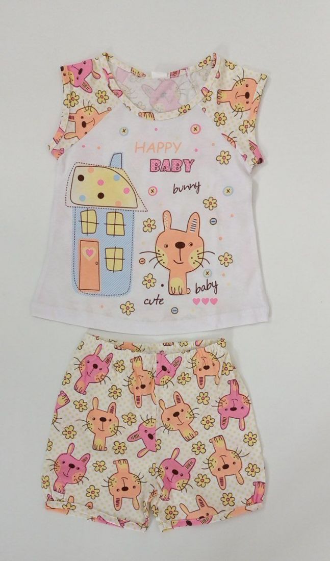 Розовая пижама для девочки Happy Baby с шортами