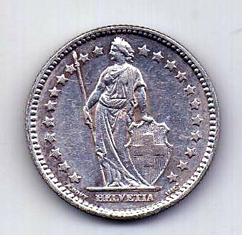 1 франк 1914 Швейцария AUNC Редкий год