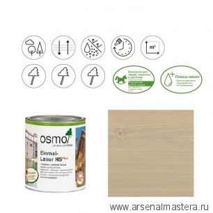 Новинка! Однослойная лазурь для древесины для наружных и внутренних работ OSMO Einmal-Lasur HS Plus 9203 Серый базальт 0,75 л Osmo-9203-0,75 11101542