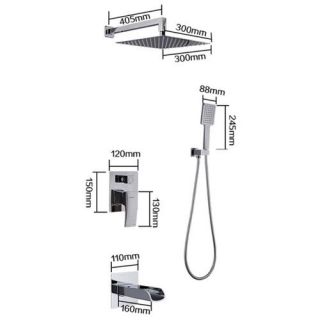 Suvaqaltı Duş Dəsti 2 çıxışlı Gappo G7107-20, xrom ölçüləri