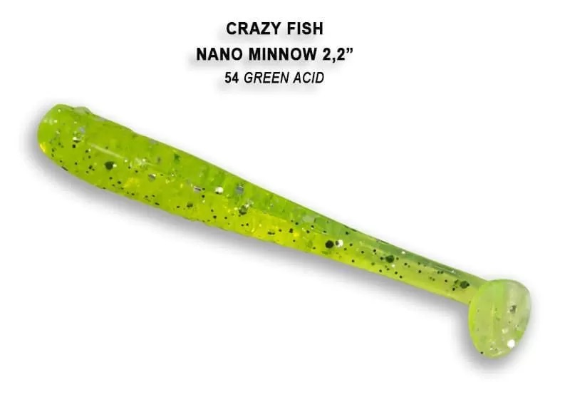 Приманка Crazy Fish Nano minnow 2.2, цвет 54 - Green Acid