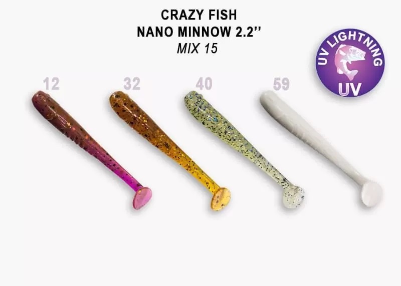 Приманка Crazy Fish Nano minnow 2.2, цвет 15 - MIX