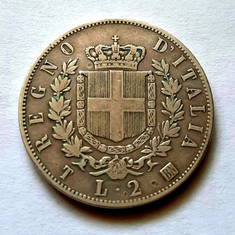 2 лиры 1863 Италия XF Турин