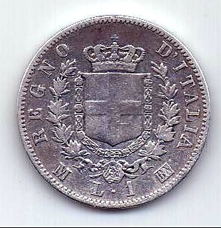 1 лира 1863 Италия