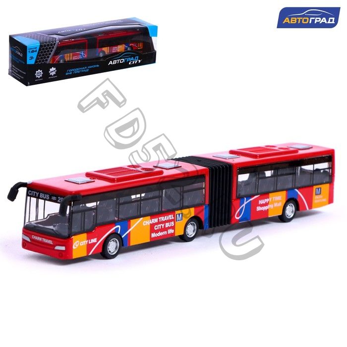 Автобус металлический «Городской транспорт», инерционный, масштаб 1:64, цвет красный