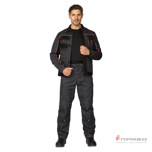 Костюм мужской "Бренд 1 2020" серый/чёрный (куртка и брюки) (9408)