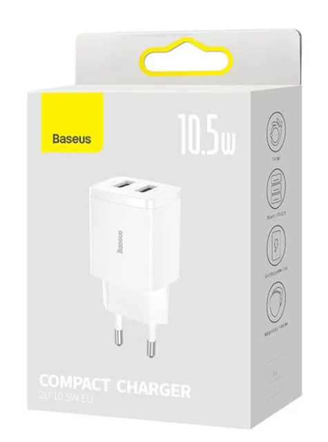 Сетевое зарядное устройство Baseus Compact Charger 2U 10.5W EU White (CCXJ010202)